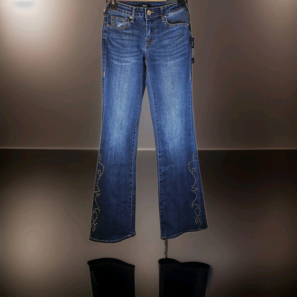 True Religion Becca Mid Rise Bootcut Studded Stretch Denim Jeans Sz. 26-NWT-$159
